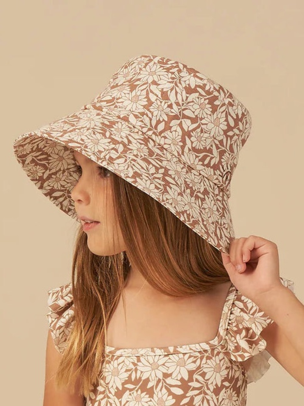 Rylee + Cru kids plumeria bucket hat new without tags size m/l in clay